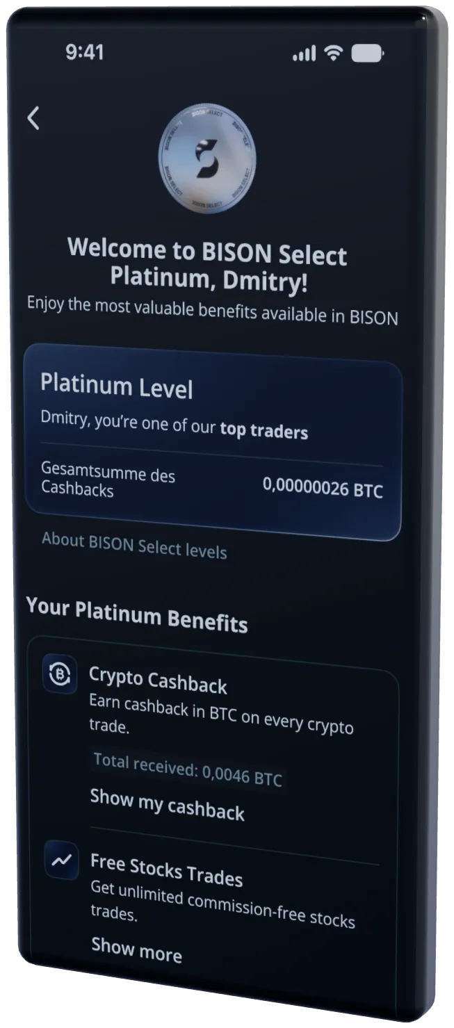 the platinum benefits screen in the phone frame
