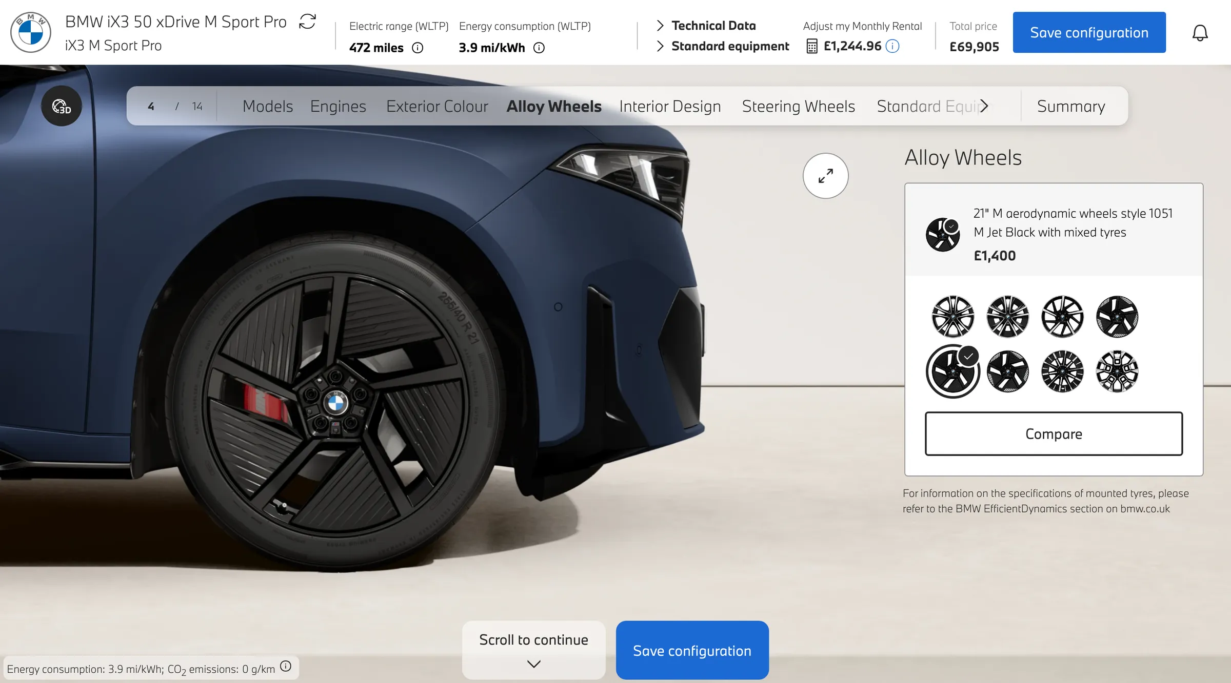 configurator step four, alloy wheels with the 21 inch selection