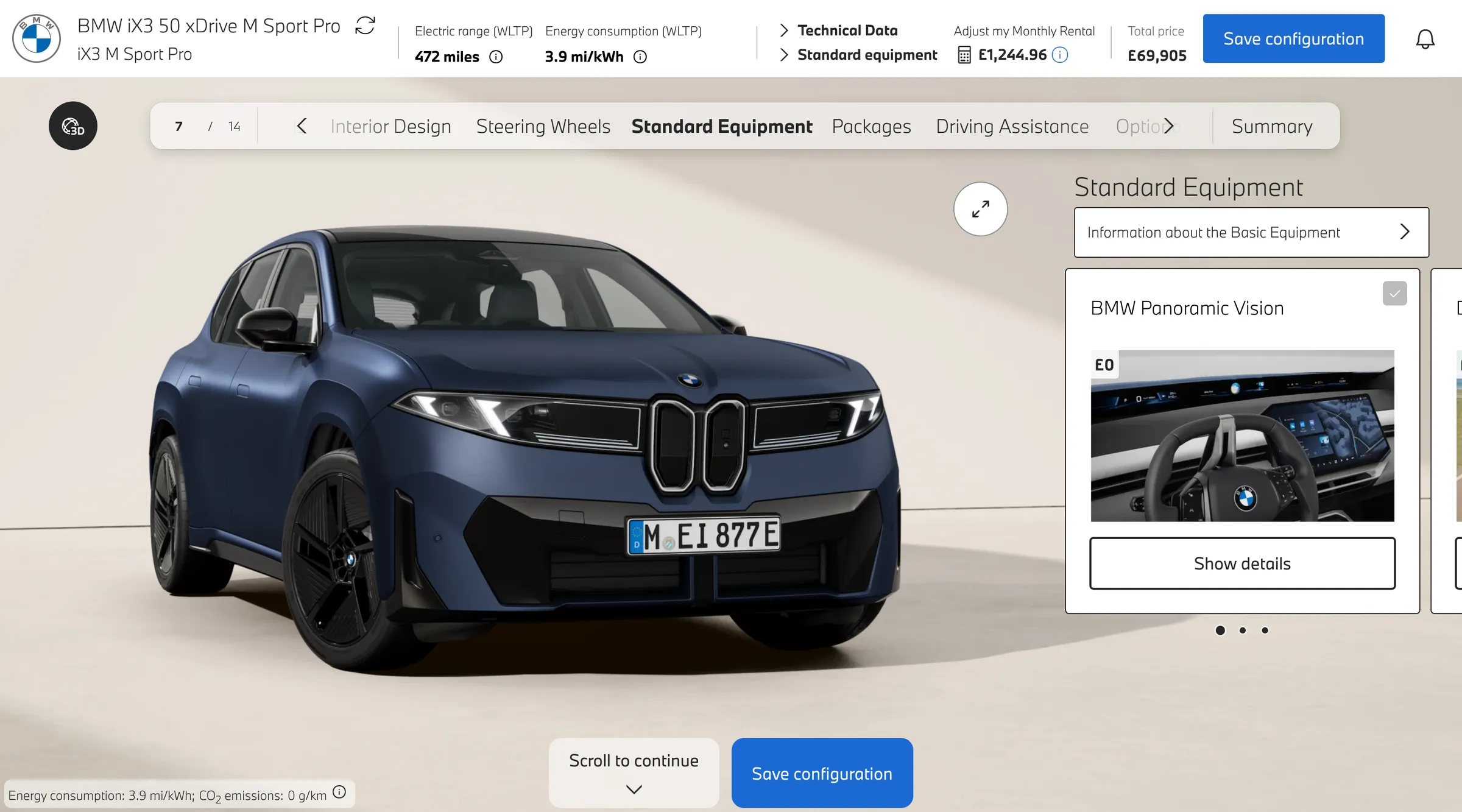 configurator step seven, standard equipment